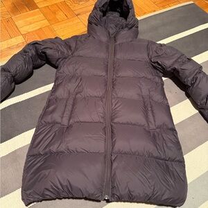 Muji Dark Gray Lightweight Down Puffer Coat